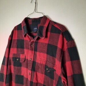 J. Crew Buffalo Red Plaid Flannel Button Up Shirt Men's XL Cotton